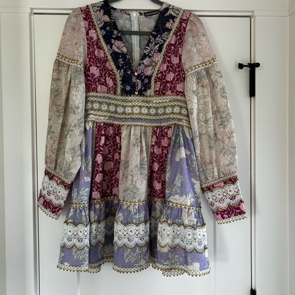 Made in Greece - Floral Patchwork Long Sleeve Dress